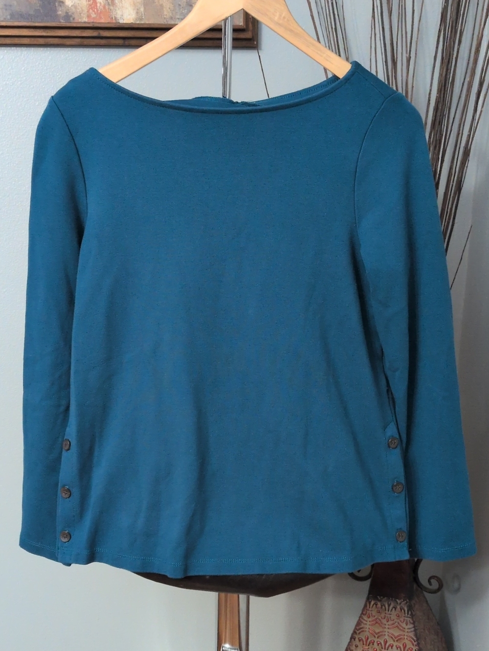 J. Jill Teal Ponte Long-Sleeve Side-Button Tunic